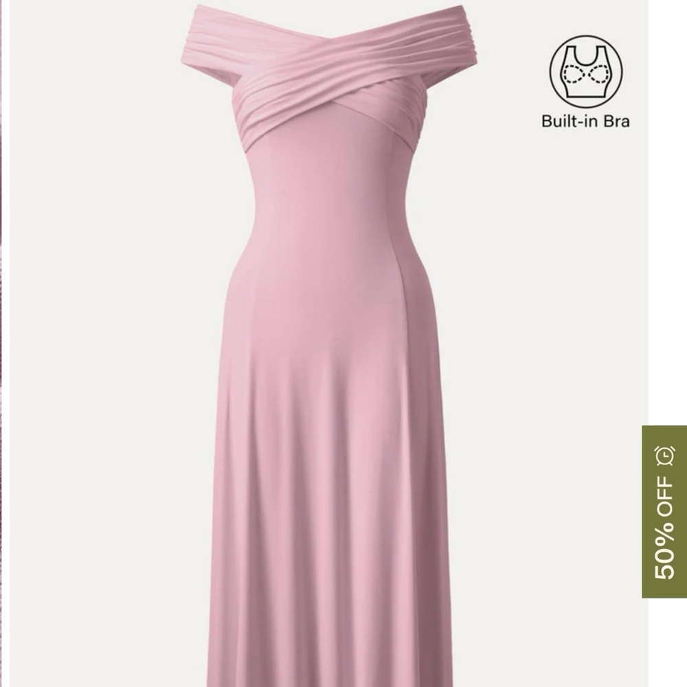 OGL Flowy Criss Cross Off Shoulder Midi Bra Dress Eco Skin Kiss NWT - Picture 5 of 10